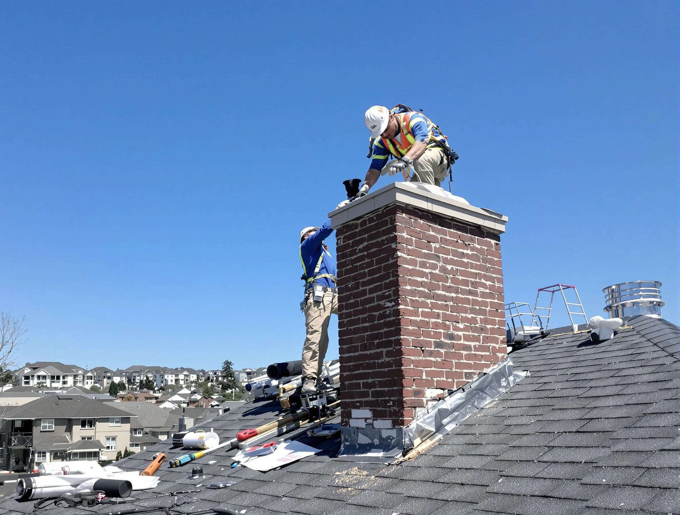 Alpharetta Chimney Sweep repairing a chimney crown in Alpharetta, GA