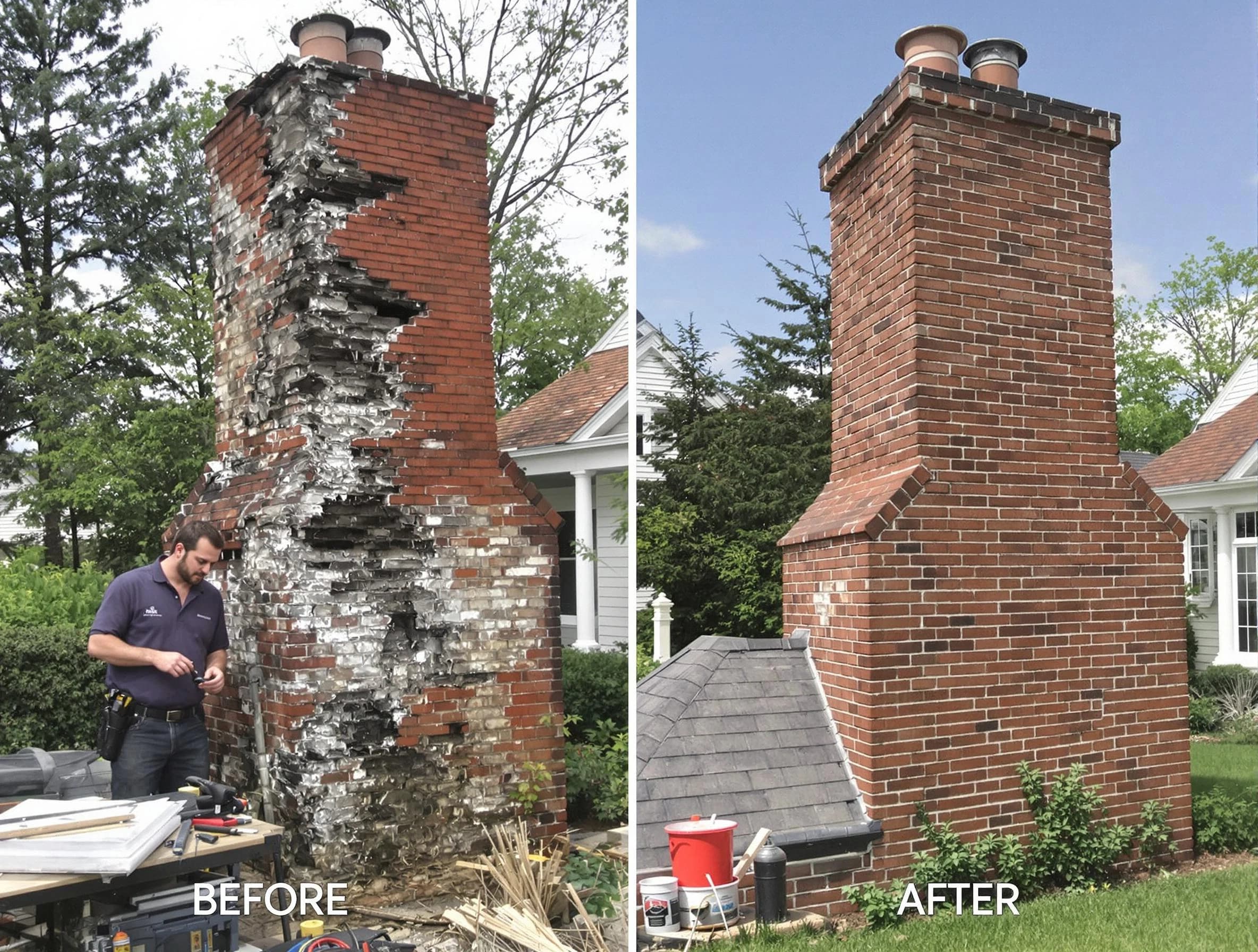 Alpharetta Chimney Sweep performing a full chimney restoration in Alpharetta, GA