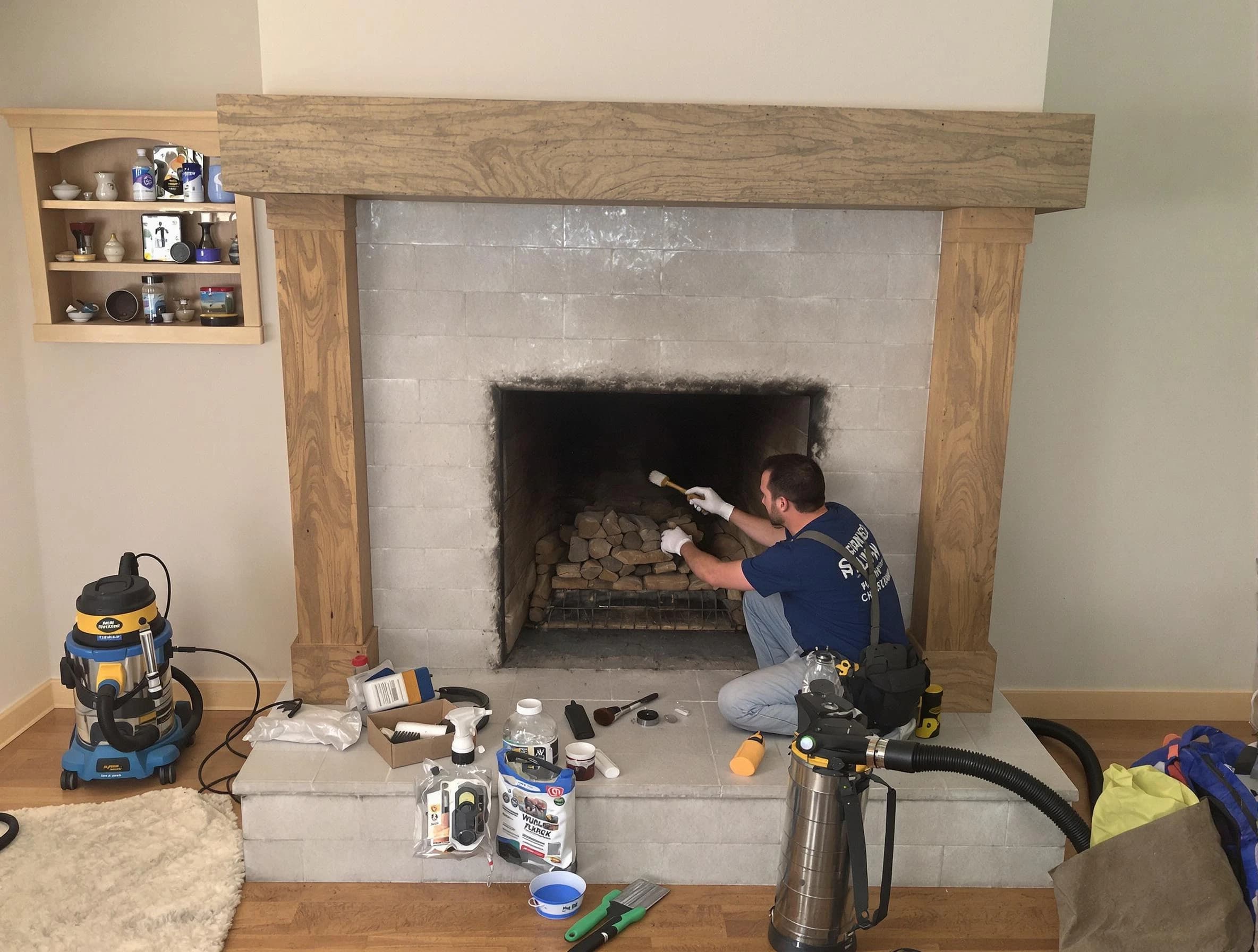 Detailed creosote removal process by Alpharetta Chimney Sweep in Alpharetta, GA