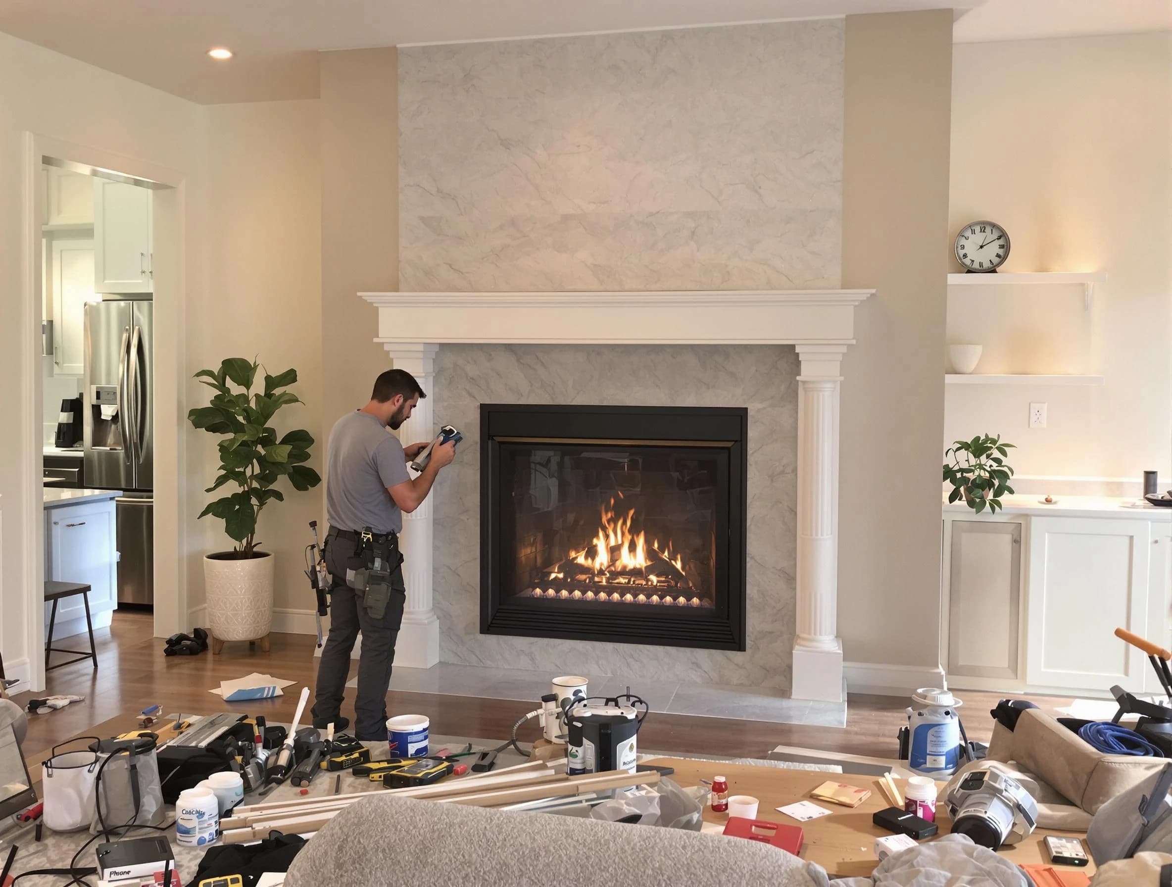 Newly installed fireplace by Alpharetta Chimney Sweep in Alpharetta, GA