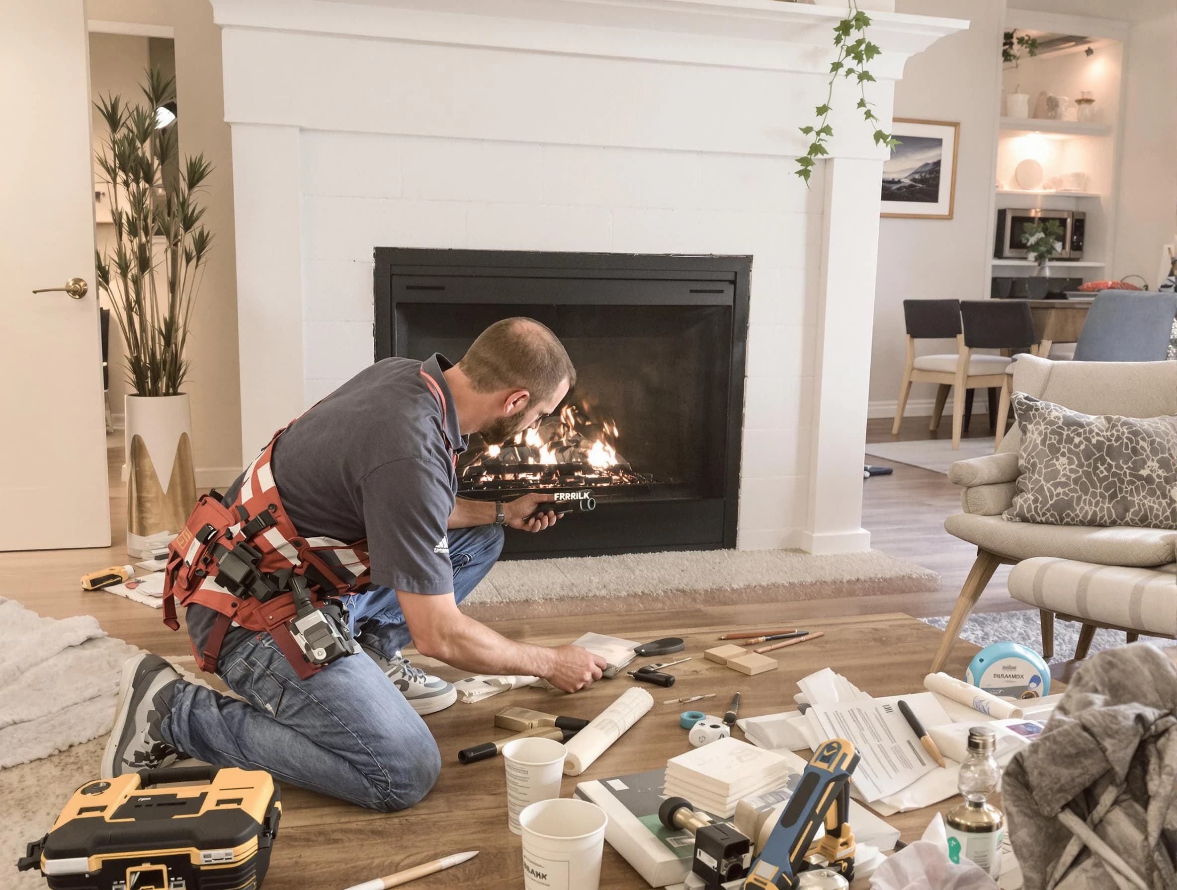 Alpharetta Chimney Sweep performing fireplace repair in Alpharetta, GA