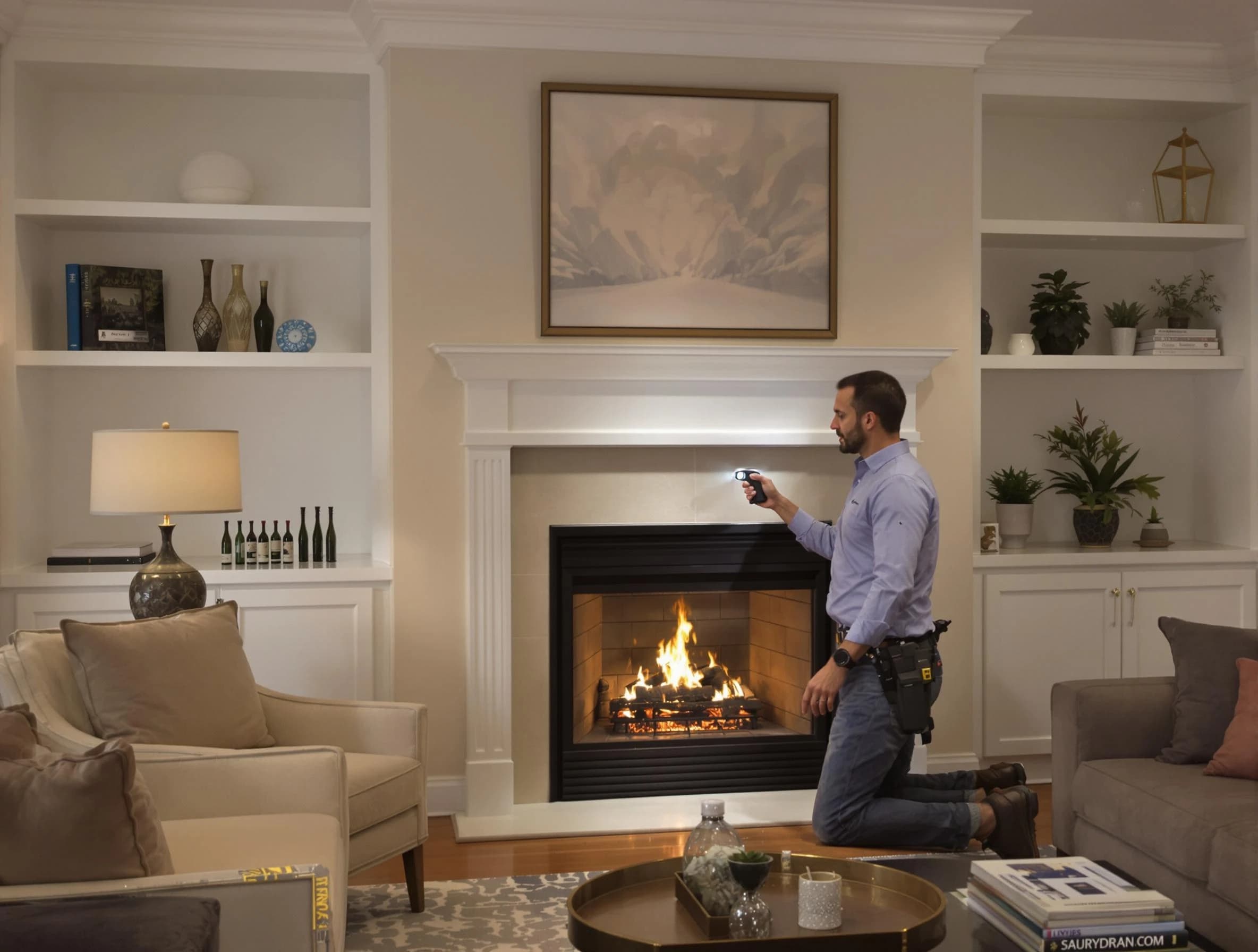 Alpharetta Chimney Sweep conducting a fireplace safety inspection in Alpharetta, GA