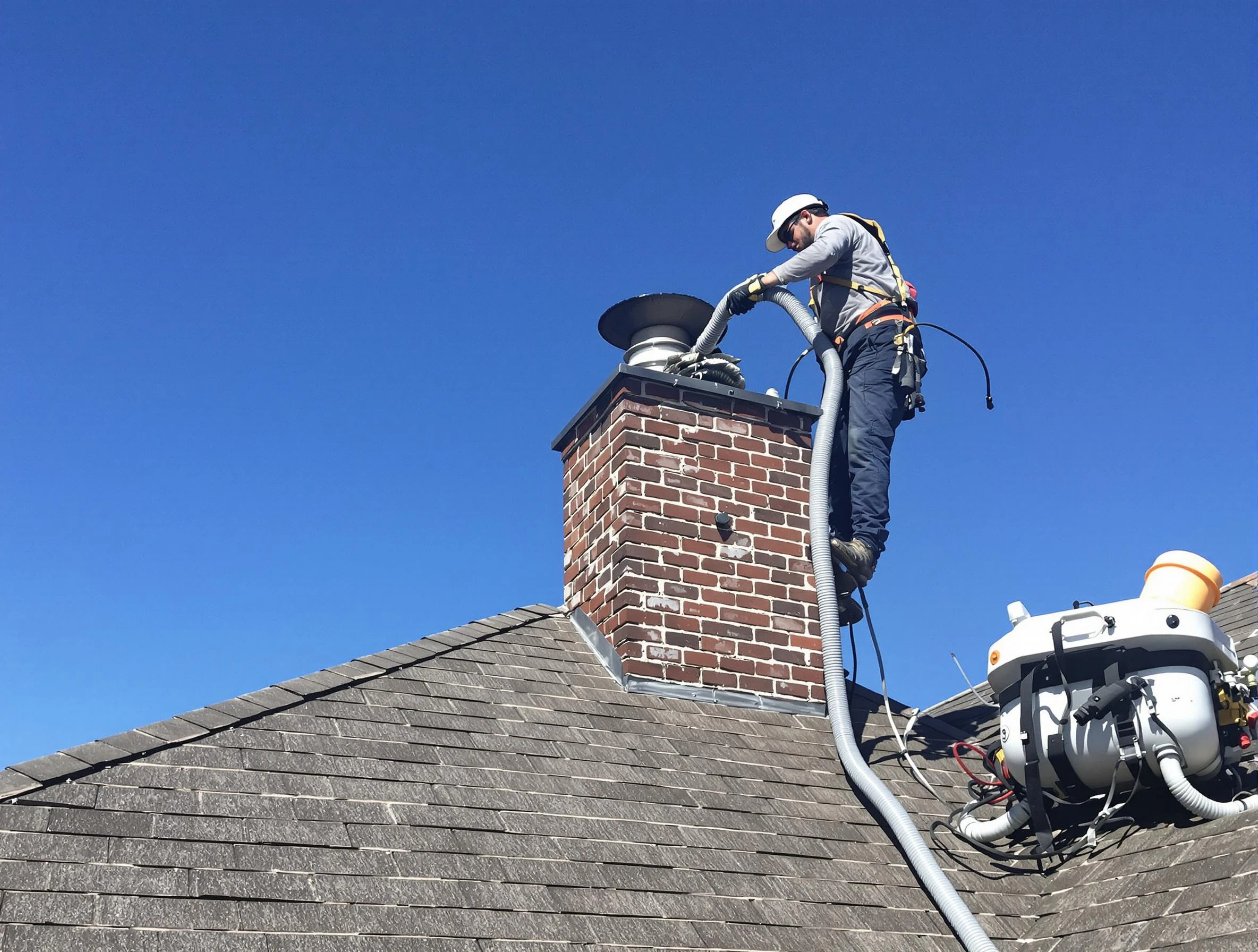 Dedicated Alpharetta Chimney Sweep team member cleaning a chimney in Alpharetta, GA