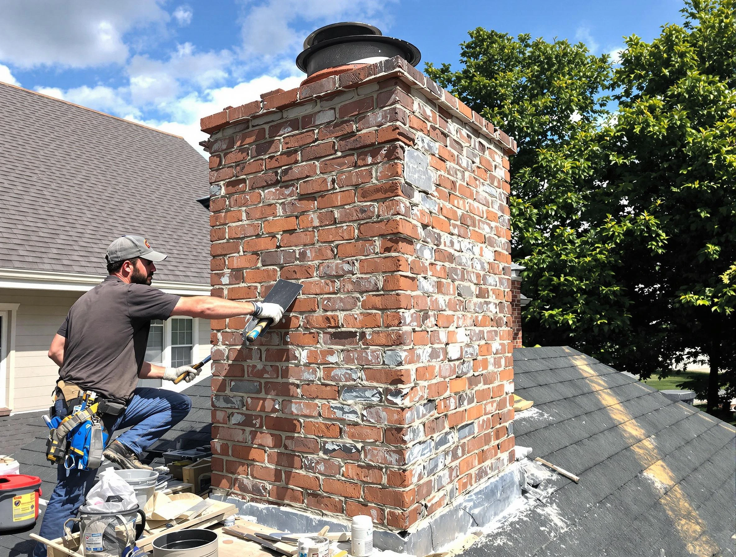 Completed chimney rebuild by Alpharetta Chimney Sweep in Alpharetta, GA