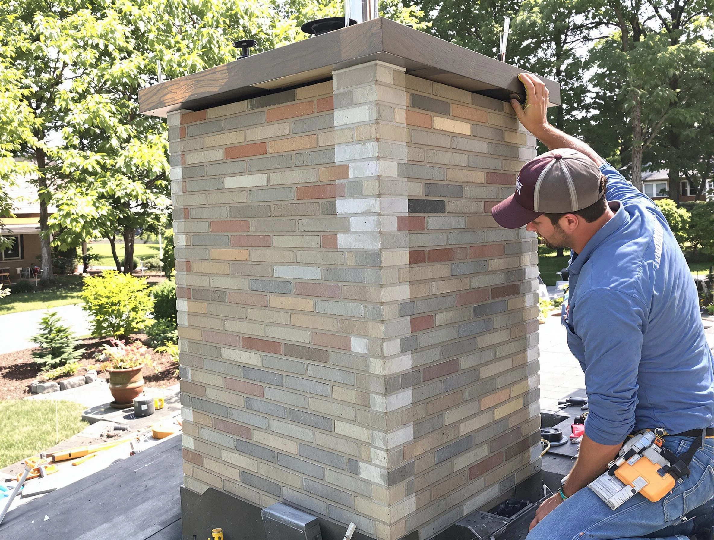 Alpharetta Chimney Sweep completing a modern chimney remodel in Alpharetta, GA