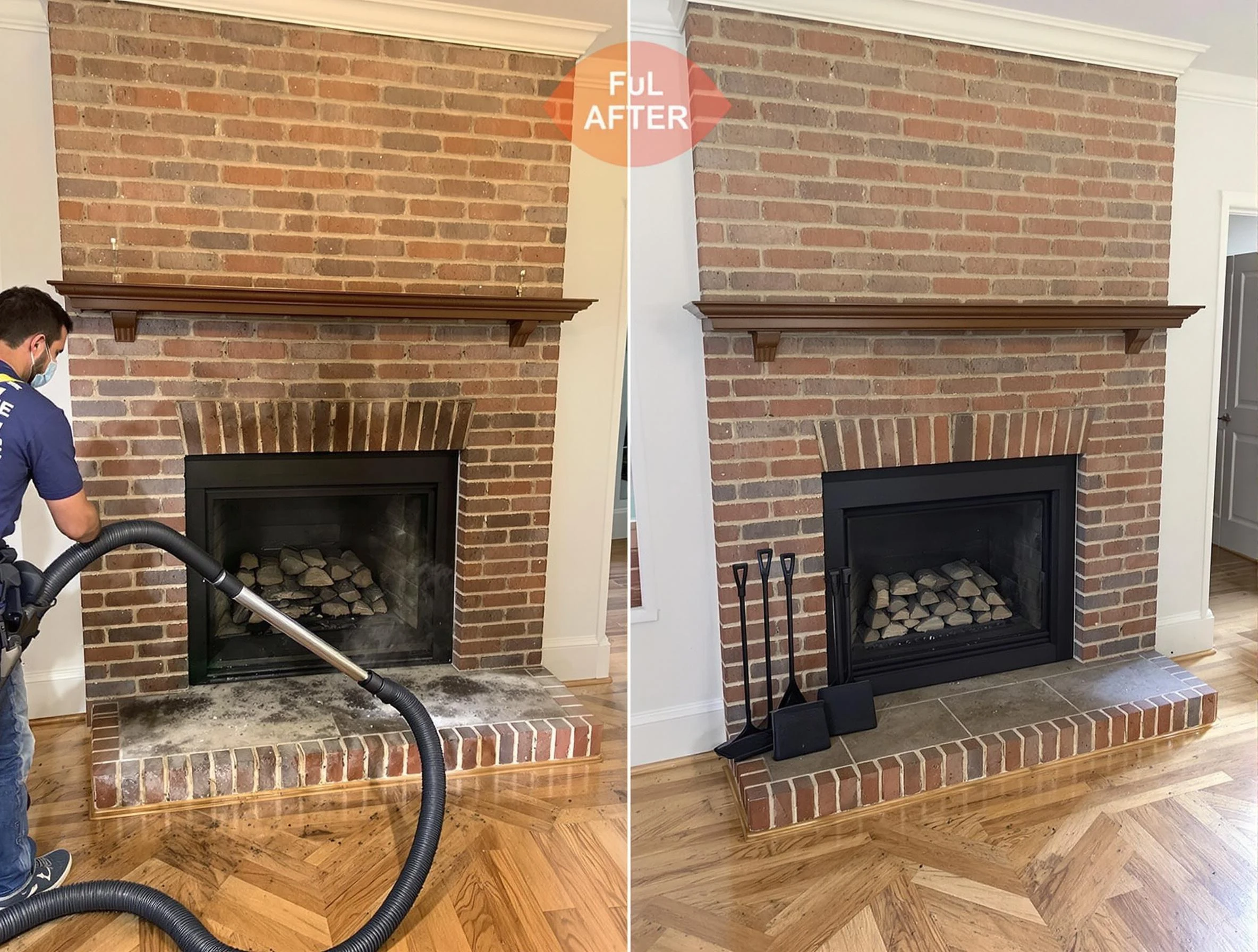 Alpharetta Chimney Sweep carefully sanitizing a fireplace in Alpharetta, GA