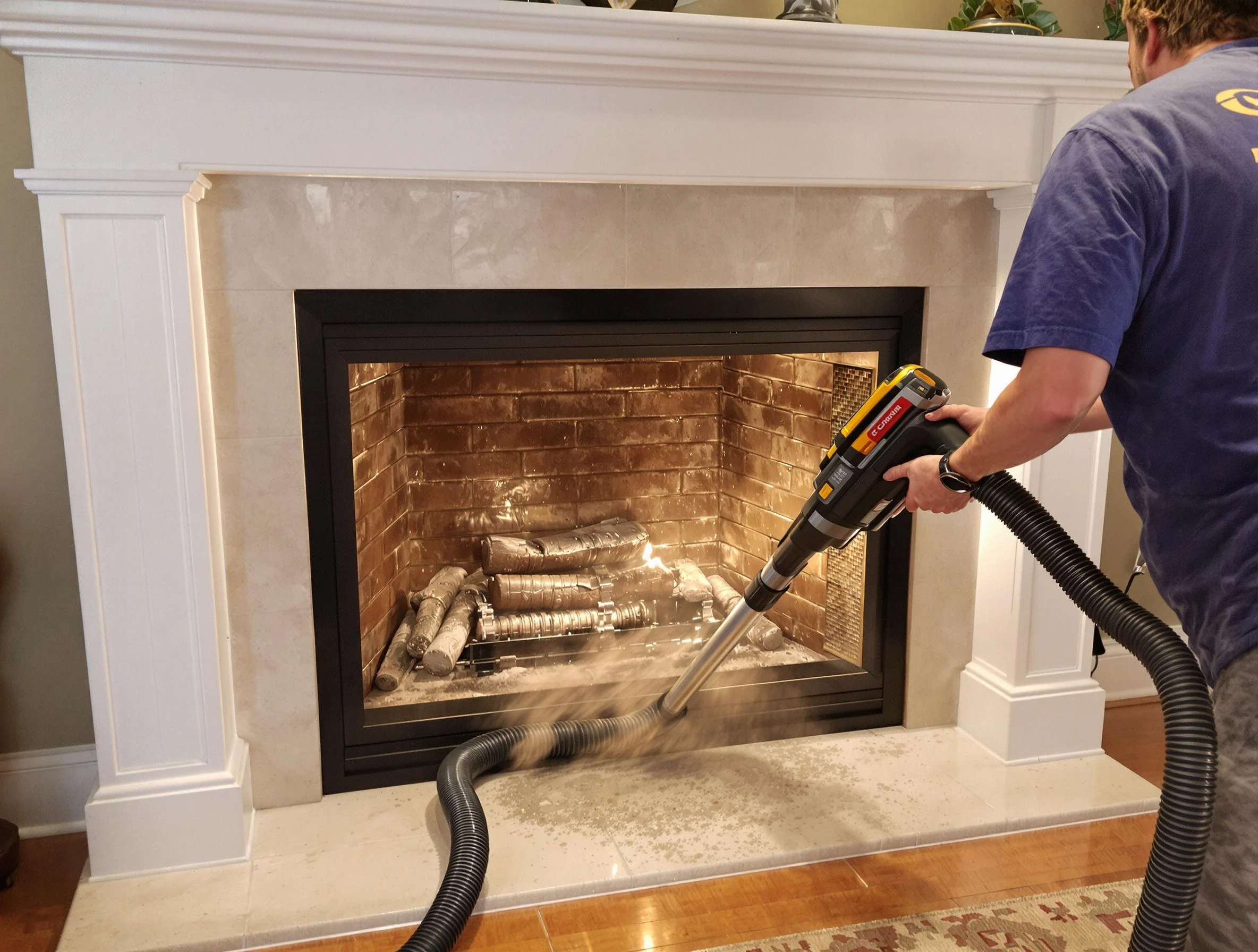 Fireplace cleaning performed by Alpharetta Chimney Sweep in Alpharetta, GA
