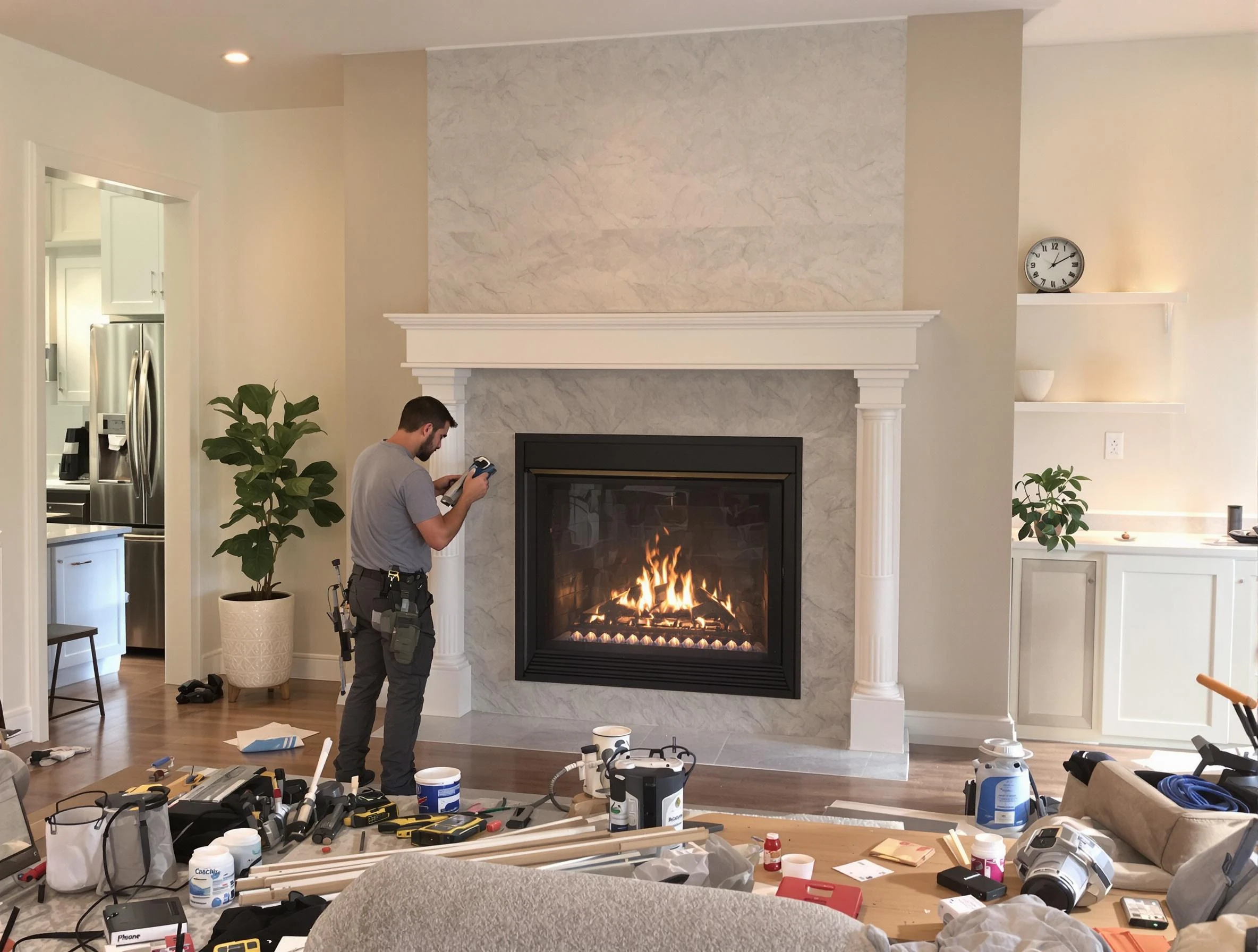Newly installed fireplace by Alpharetta Chimney Sweep in Alpharetta, GA