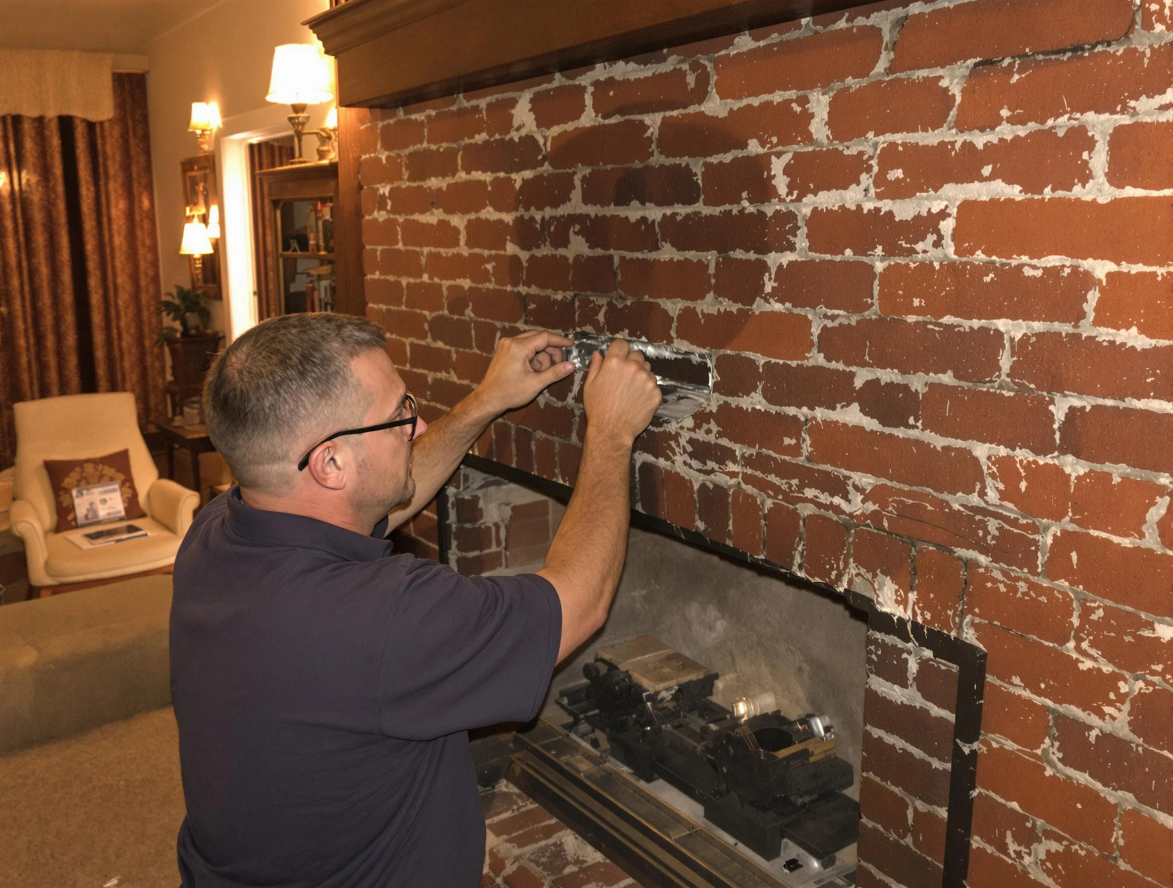 Alpharetta Chimney Sweep expert fixing a fireplace in Alpharetta, GA